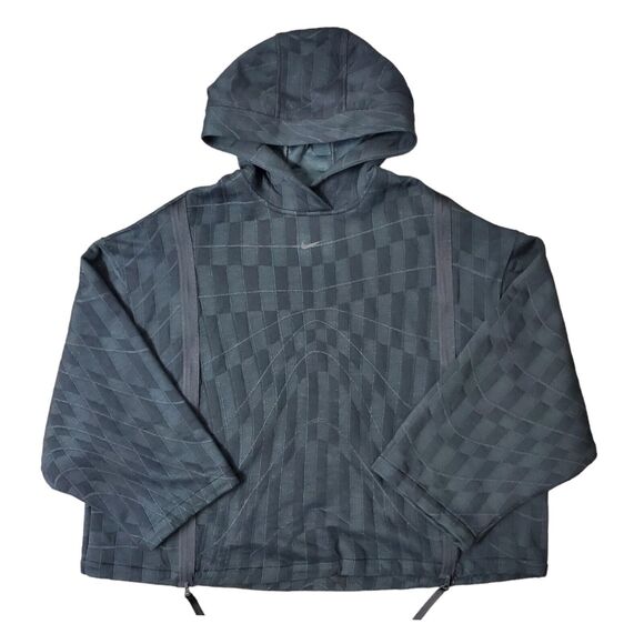 NIKE Sweater Women Medium Black Geometric Pullover Hoodie Swoosh Running Jogging - Picture 1 of 11